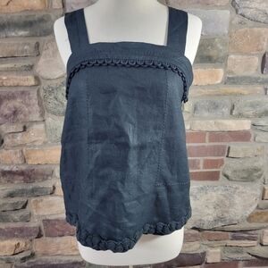 See By Chloe Flax Linen Shell Cropped Tank black size 6